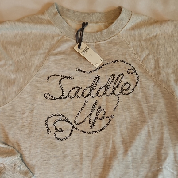 Anthropologie Anthropologie Gray Crew-Neck Graphic Sweatshirt Saddle Up M - Picture 2 of 8